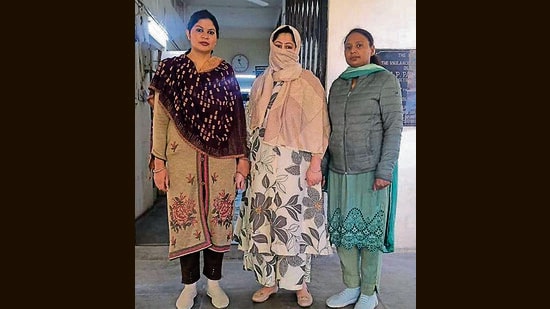 VB arrests accused Pooja Rani who was wanted in fake vigilance officials case in Ludhiana on Friday, March 08, 2024. (HT Photo)