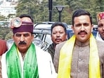 Himachal Pradesh chief minister Sukhwinder Singh Sukhu meets State Public Works Department Minister Vikramaditya Singh, in Shimla on Thursday. (ANI Photo) Himachal Pradesh chief minister Sukhwinder Singh Sukhu meets State Public Works Department Minister Vikramaditya Singh, in Shimla on Thursday. (ANI Photo)
