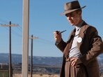 This image released by Universal Pictures shows Matt Damon as Gen. Leslie Groves, left, and Cillian Murphy as J. Robert Oppenheimer in a scene from "Oppenheimer." (Universal Pictures via AP)