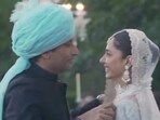 Mahira Khan tied the knot with Salim Karim in a pastel white lehenga. 