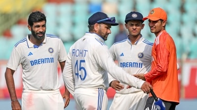 India's captain Rohit Sharma with teammates Shubman Gill, Yashasvi Jaiswal and Jasprit Bumrah (ANI) India's captain Rohit Sharma with teammates Shubman Gill, Yashasvi Jaiswal and Jasprit Bumrah (ANI)