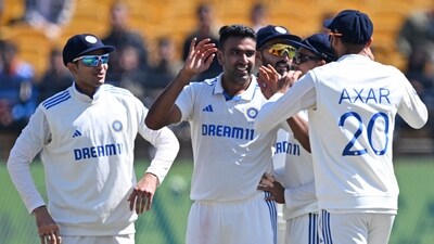 India's Ravichandran Ashwin (2L) celebrates with teammates after taking the wicket of England's captain Ben Stokes during the third day of the fifth and last Test cricket match between India and England at the Himachal Pradesh Cricket Association Stadium in Dharamsala on March 9 (AFP) India's Ravichandran Ashwin (2L) celebrates with teammates after taking the wicket of England's captain Ben Stokes during the third day of the fifth and last Test cricket match between India and England at the Himachal Pradesh Cricket Association Stadium in Dharamsala on March 9 (AFP)