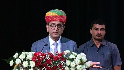 Chief Justice of India (CJI) Justice Dhanajaya Y Chandrachud addresses the 'Our Constitution Our Constitution' program organised at Maharaja Ganga Singh University, in Bikaner on Saturday. (ANI) Chief Justice of India (CJI) Justice Dhanajaya Y Chandrachud addresses the 'Our Constitution Our Constitution' program organised at Maharaja Ganga Singh University, in Bikaner on Saturday. (ANI)