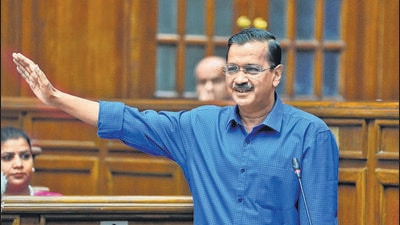 Chief minister Arvind Kejriwal in the budget session of the Delhi assembly on Saturday. (HT photo) Chief minister Arvind Kejriwal in the budget session of the Delhi assembly on Saturday. (HT photo)