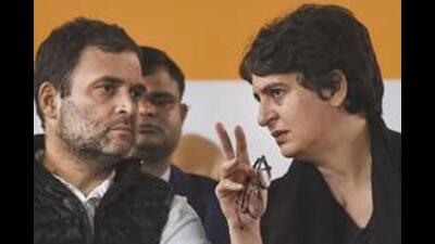 Congress Leaders Rahul Gandhi and Priyanka Gandhi during an election campaign rally (PTI File)