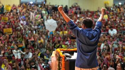 Delhi chief minister Arvind Kejriwal at the Mahila Samman Samaroh townhall at Civic Center on Saturday. (HT Photo) Delhi chief minister Arvind Kejriwal at the Mahila Samman Samaroh townhall at Civic Center on Saturday. (HT Photo)