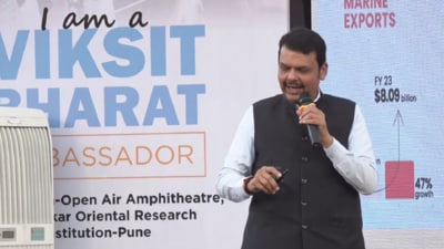 Deputy chief minister Devendra Fadnavis speaking at Viksit Bharat Conclave organised by the Pune Platform for Collaborative Response (PPCR), a volunteer group of business, industry, and startup leaders. (HT PHOTO) Deputy chief minister Devendra Fadnavis speaking at Viksit Bharat Conclave organised by the Pune Platform for Collaborative Response (PPCR), a volunteer group of business, industry, and startup leaders. (HT PHOTO)
