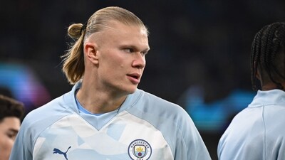 Manchester City's Erling Haaland warms up ahead of a match. (AFP) Manchester City's Erling Haaland warms up ahead of a match. (AFP)
