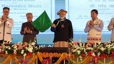 PM Modi inaugurated the Sela tunnel by flagging off an Arunachal Pradesh State Transport bus (Twitter/@narendramodi) PM Modi inaugurated the Sela tunnel by flagging off an Arunachal Pradesh State Transport bus (Twitter/@narendramodi)