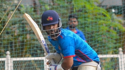 Mumbai Ranji team captain Ajinkya Rahane during training. (PTI) Mumbai Ranji team captain Ajinkya Rahane during training. (PTI)