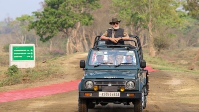 Prime Minister Narendra Modi embarked on a 'jeep safari' during his visit to Assam's Kaziranga National Park. Encouraging the public to visit the park, Modi said, “I would urge you all to visit Kaziranga National Park and experience the unparalleled beauty of its landscapes and the warmth of the people of Assam. It's a place where every visit enriches the soul and connects you deeply with the heart of Assam.” (X/@narendramodi) Prime Minister Narendra Modi embarked on a 'jeep safari' during his visit to Assam's Kaziranga National Park. Encouraging the public to visit the park, Modi said, “I would urge you all to visit Kaziranga National Park and experience the unparalleled beauty of its landscapes and the warmth of the people of Assam. It's a place where every visit enriches the soul and connects you deeply with the heart of Assam.” (X/@narendramodi)