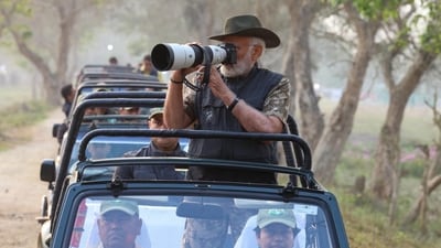 Prime Minister Narendra Modi enjoyed a 'jeep safari' during his visit to Assam's Kaziranga National Park on Saturday morning. (X/@narendramodi) Prime Minister Narendra Modi enjoyed a 'jeep safari' during his visit to Assam's Kaziranga National Park on Saturday morning. (X/@narendramodi)