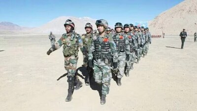 Indian Army and PLA troops in Ladakh sector. Indian Army and PLA troops in Ladakh sector.