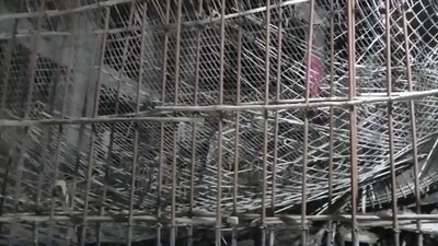Four workers injured as under-construction building collapses in Gujarat's Morbi. (ANI) Four workers injured as under-construction building collapses in Gujarat's Morbi. (ANI)