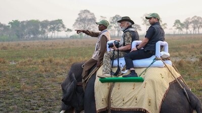 Prime Minister Narendra Modi took an elephant ride during his visit to Assam's Kaziranga National Park on Saturday morning. (X/Narendra Modi) Prime Minister Narendra Modi took an elephant ride during his visit to Assam's Kaziranga National Park on Saturday morning. (X/Narendra Modi)