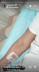 Arjun shared a picture as he lay on the hospital bed.