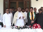 Brijendra Singh joined the Congress in the presence of party chief Mallikarjun Kharge. 