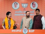 Former Congress leader from Kerala Padmaja Venugopal addresses media after joining Bharatiya Janata Party (BJP) in the presence of party leader Prakash Javadekar in New Delhi on March 7.