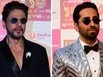 Shah Rukh Khan and Ayushmann Khurana at the red carpet for the Zee Cine Awards. Shah Rukh Khan and Ayushmann Khurana at the red carpet for the Zee Cine Awards.
