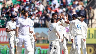 India's Ravichandran Ashwin celebrates the wicket of England's skipper Ben Stokes on Day 3 of the 5th Test match, at Himachal Pradesh Cricket Association Stadium, in Dharamsala (ANI ) India's Ravichandran Ashwin celebrates the wicket of England's skipper Ben Stokes on Day 3 of the 5th Test match, at Himachal Pradesh Cricket Association Stadium, in Dharamsala (ANI )