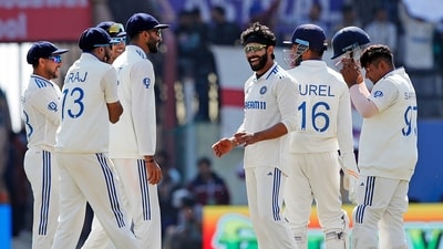 Team India players celebrate the wicket of England's Shoaib Bashir on Day 3 of the 5th Test (BCCI-X) Team India players celebrate the wicket of England's Shoaib Bashir on Day 3 of the 5th Test (BCCI-X)