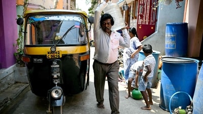 Officials emphasized that Bengaluru requires 2,100 million liters per day (MLD) of potable water, of which 1,450 MLD comes from the Cauvery River. They sought to assure that there is sufficient water in the reservoirs to last until July. (AFP) Officials emphasized that Bengaluru requires 2,100 million liters per day (MLD) of potable water, of which 1,450 MLD comes from the Cauvery River. They sought to assure that there is sufficient water in the reservoirs to last until July. (AFP)