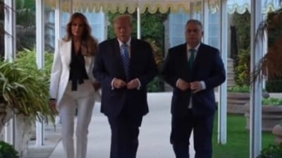 Former first lady Melania Trump can be seen walking along with husband Donald Trump and Hungarian Prime Minister Viktor Orbán. (X@PM_ViktorOrban) Former first lady Melania Trump can be seen walking along with husband Donald Trump and Hungarian Prime Minister Viktor Orbán. (X@PM_ViktorOrban)