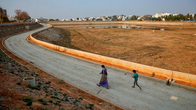 In an effort to replenish groundwater sources, civic authorities in Bengaluru have decided to fill the drying lakes with 1,300 million litres per day of treated water. This initiative is crucial as approximately 50% of the city's borewells have dried up. (PTI) In an effort to replenish groundwater sources, civic authorities in Bengaluru have decided to fill the drying lakes with 1,300 million litres per day of treated water. This initiative is crucial as approximately 50% of the city's borewells have dried up. (PTI)