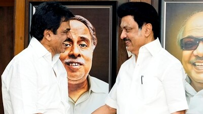 Chennai: Congress leader KC Venugopal meets DMK president MK Stalin. (PTI file photo)
