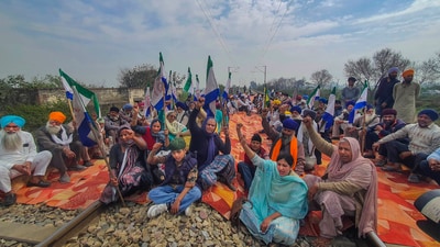 In Punjab, farmers had announced that they would sit on railway tracks at 52 locations in 22 districts, including Amritsar, Ludhiana, Tarn Taran, Hoshiarpur, Firozpur, Fazilka, Sangrur, Mansa, Moga and Bathinda. (PTI) In Punjab, farmers had announced that they would sit on railway tracks at 52 locations in 22 districts, including Amritsar, Ludhiana, Tarn Taran, Hoshiarpur, Firozpur, Fazilka, Sangrur, Mansa, Moga and Bathinda. (PTI)