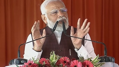 Azamgarh: Prime Minister Narendra Modi speaks during the foundation stone laying and inauguration ceremony of various developmental projects. (PTI) Azamgarh: Prime Minister Narendra Modi speaks during the foundation stone laying and inauguration ceremony of various developmental projects. (PTI)