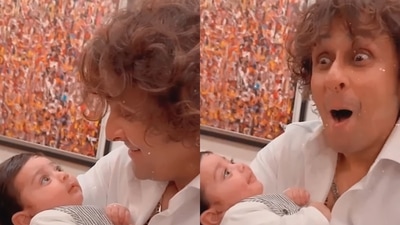 Sonu Nigam singing Sa Re Ga Ma Pa to his 'youngest family member'. (Instagram/@sonunigamofficial) Sonu Nigam singing Sa Re Ga Ma Pa to his 'youngest family member'. (Instagram/@sonunigamofficial)
