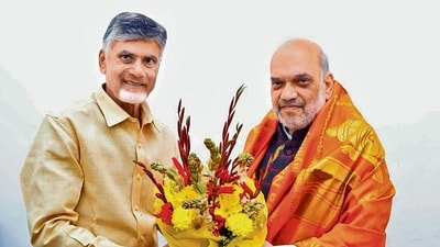 Telugu Desam Party president N Chandrababu Naidu with Union home minister Amit Shah. (ANI) Telugu Desam Party president N Chandrababu Naidu with Union home minister Amit Shah. (ANI)