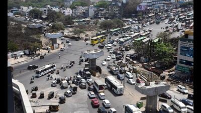 The PMC expects the six-lane Katraj flyover, currently under construction, to facilitate the smooth flow of traffic between Navale Bridge and Kondhwa. (HT PHOTO) The PMC expects the six-lane Katraj flyover, currently under construction, to facilitate the smooth flow of traffic between Navale Bridge and Kondhwa. (HT PHOTO)