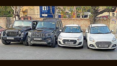 Vehicles seized from smugglers by Jalandhar police. (HT Photo) Vehicles seized from smugglers by Jalandhar police. (HT Photo)