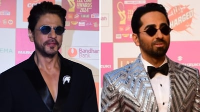 Shah Rukh Khan and Ayushmann Khurana at the red carpet for the Zee Cine Awards. Shah Rukh Khan and Ayushmann Khurana at the red carpet for the Zee Cine Awards.