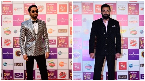 Ayushmann Khurrana and Bobby Deol at the Zee Cine Awards. Ayushmann Khurrana and Bobby Deol at the Zee Cine Awards.