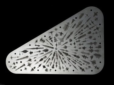 The art on the inward side of the plate, which will seal an opening of the vault on NASA’s Europa Clipper. (NASA/JPL-Caltech) The art on the inward side of the plate, which will seal an opening of the vault on NASA’s Europa Clipper. (NASA/JPL-Caltech)