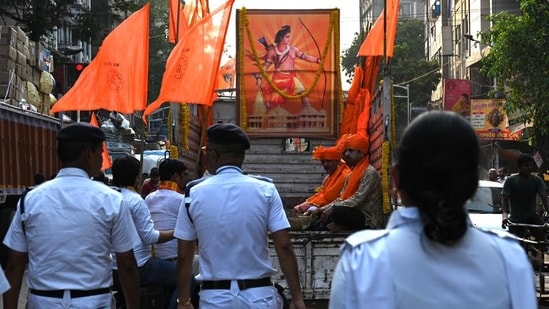 Devotees observe Ram Navami at Girish Park in Kolkata on March 30. (HT File Photo)