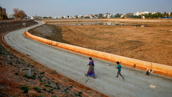 In an effort to replenish groundwater sources, civic authorities in Bengaluru have decided to fill the drying lakes with 1,300 million litres per day of treated water. This initiative is crucial as approximately 50% of the city's borewells have dried up.(PTI)