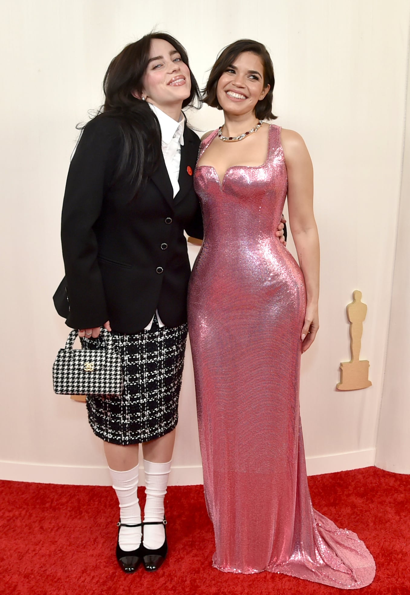 Billie Eilish, left, and America Ferrera arrive at the Oscars on Sunday. (Richard Shotwell/Invision/AP) Billie Eilish, left, and America Ferrera arrive at the Oscars on Sunday. (Richard Shotwell/Invision/AP)