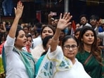 West Bengal chief minister and TMC supremo Mamata Banerjee along with party leaders during the party's Mahila Wing Rally, in Kolkata. (ANI Photo) West Bengal chief minister and TMC supremo Mamata Banerjee along with party leaders during the party's Mahila Wing Rally, in Kolkata. (ANI Photo)