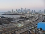 A view of the Mumbai Coastal Road project, which will be inaugurated on March 11, from Haji Ali, Mahalaxami. 