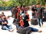 A play by members of Ibtida, Hindu College’s theatre society.
