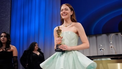 Later in the evening, Emma Stone won the Oscar for her role in Poor Things. Her speech was memorable, partly due to a wardrobe malfunction — a broken zipper split the back of her dress. (AP) Later in the evening, Emma Stone won the Oscar for her role in Poor Things. Her speech was memorable, partly due to a wardrobe malfunction — a broken zipper split the back of her dress. (AP)