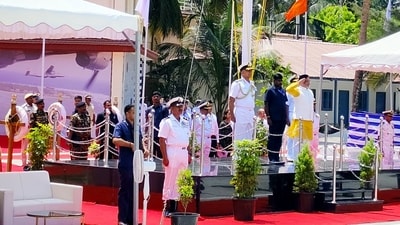 Lakshwadeep, March 07 (ANI): Indian Navy Commissions INS Jatayu in the presence of Chief of Naval Staff Admiral R Hari Kumar at Minicoy, the southernmost island of Lakshadweep on Wednesday. (ANI Photo) (ANI) Lakshwadeep, March 07 (ANI): Indian Navy Commissions INS Jatayu in the presence of Chief of Naval Staff Admiral R Hari Kumar at Minicoy, the southernmost island of Lakshadweep on Wednesday. (ANI Photo) (ANI)