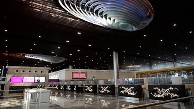 A picture of the newly inaugurated Terminal-3 of Chaudhry Charan Singh Amausi Airport in Lucknow, Uttar Pradesh. (Deepak Gupta/Hindustan Times)