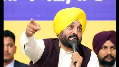 Punjab CM Bhagwant Mann addresses the 'Sarkar-Vyapar' Milni in Patiala on Monday. (ANI) Punjab CM Bhagwant Mann addresses the 'Sarkar-Vyapar' Milni in Patiala on Monday. (ANI)