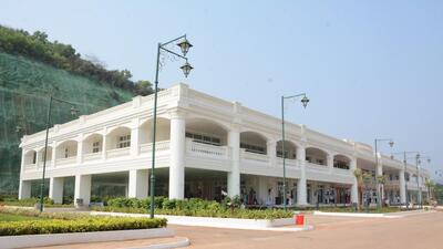 The complex is spread over 9.88 acres atop Rushikonda hills in Visakhapatnam. (HT photo) The complex is spread over 9.88 acres atop Rushikonda hills in Visakhapatnam. (HT photo)
