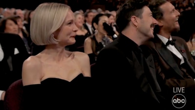 The audience roared with laughter. Cena has a connection to this year's Oscars with his cameo in Barbie, which is nominated for eight Academy Awards. Here, Carey Mulligan and Matthew McConaughey laugh at Cena's antics.&nbsp; 